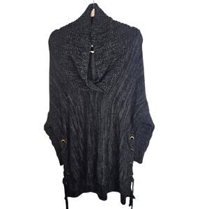 Soft Surroundings Womens Cowl Neck Sweater Lace Up Sides Size L/XL Cozy Hygge